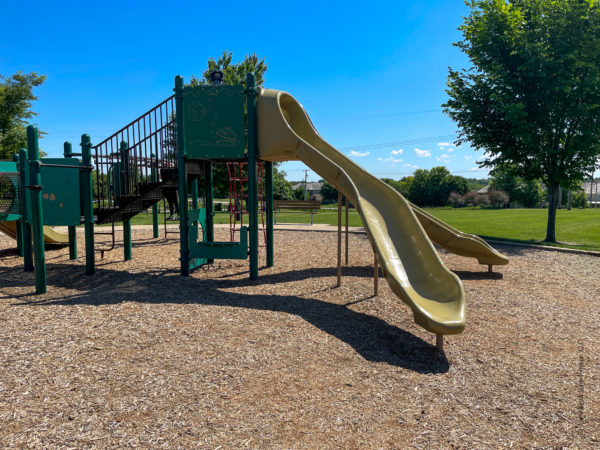 double slide and climbing play ground