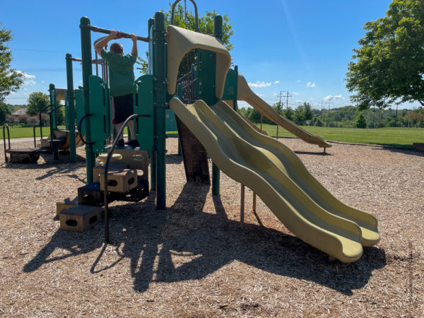 double wave slide on playground