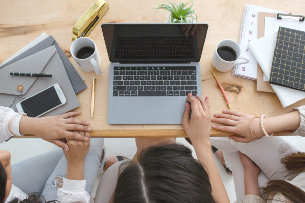 typing and school at the kitchen table