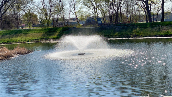 fountain in pond