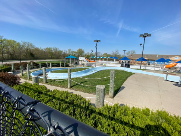 built in slide in hill at waterpark