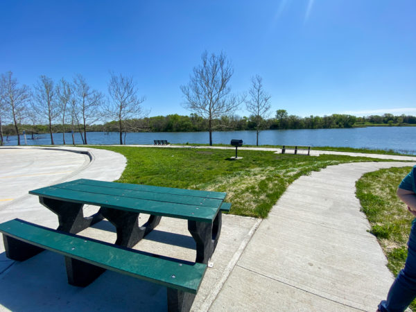 table at entrance of playground area