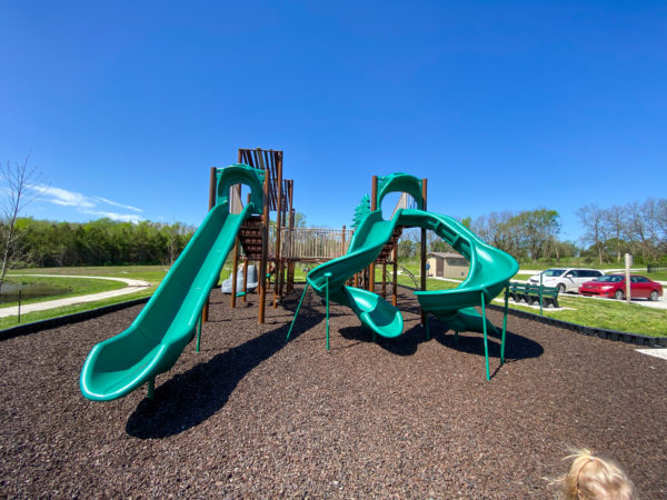 slides on the playground at Spring Hill park