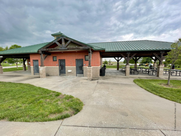 restroom, concession, picnic tables at park