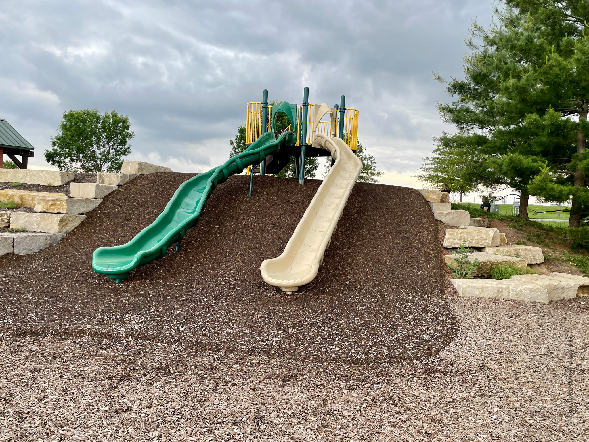 racing giant slides at Gardner park