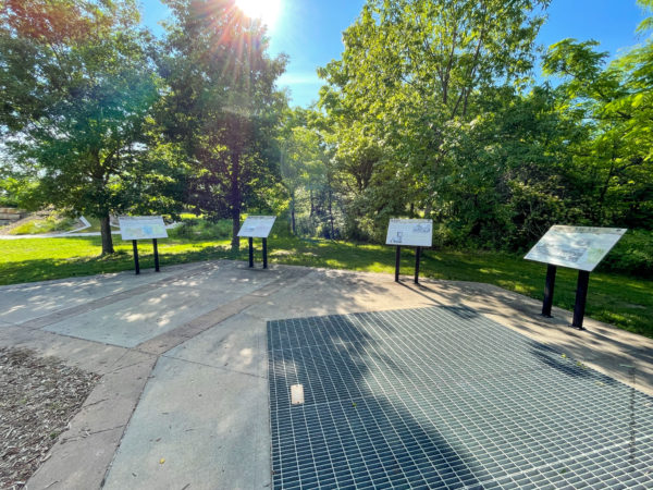 historical signs at Olathe park