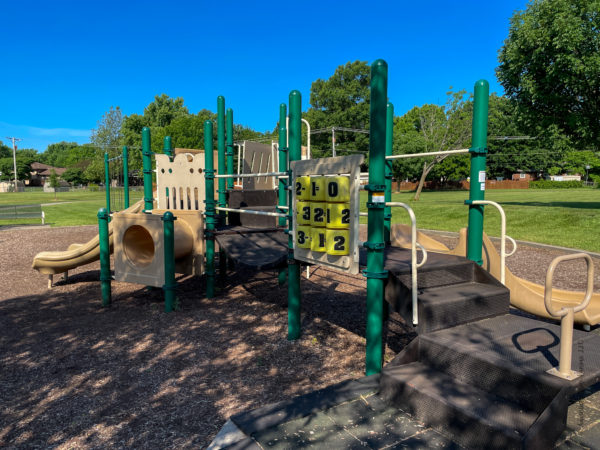 small playground bridge steps veterans park