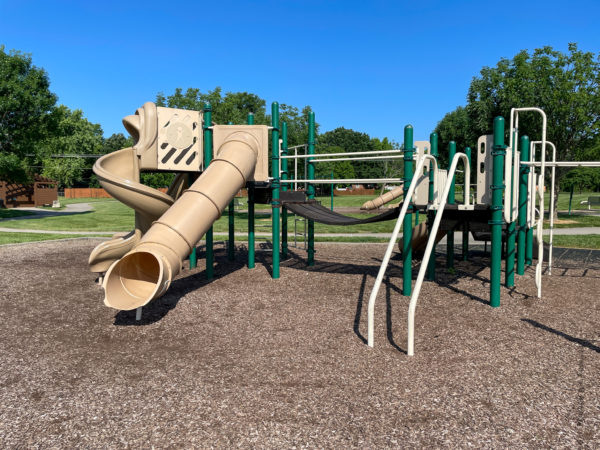 different view of slide and bars at Veterans memorial