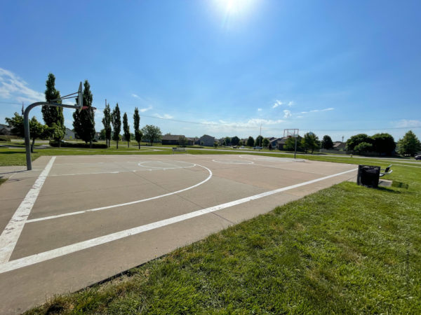 full size basketball court at the park