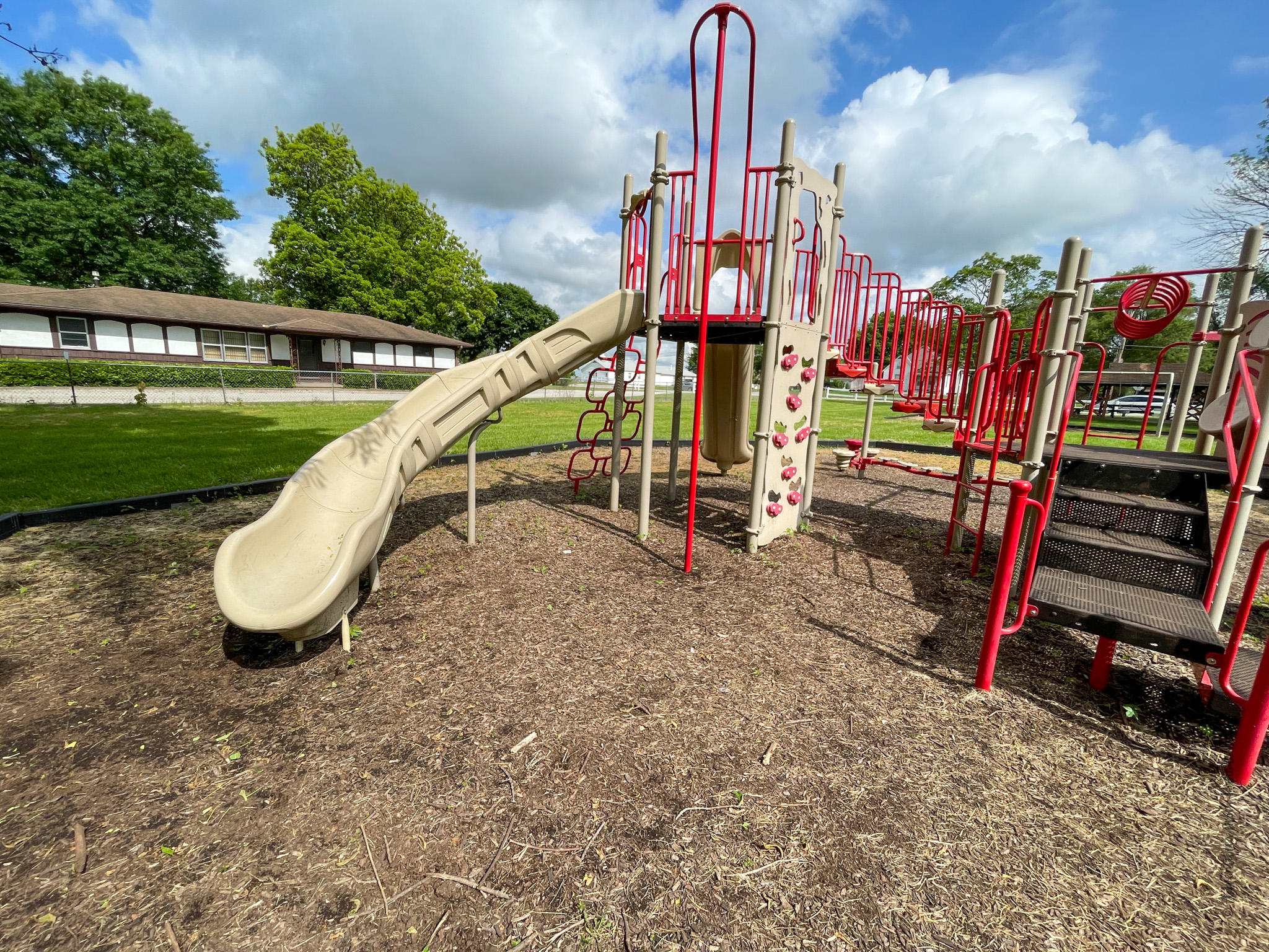 large curve slide at Meadowbrook park