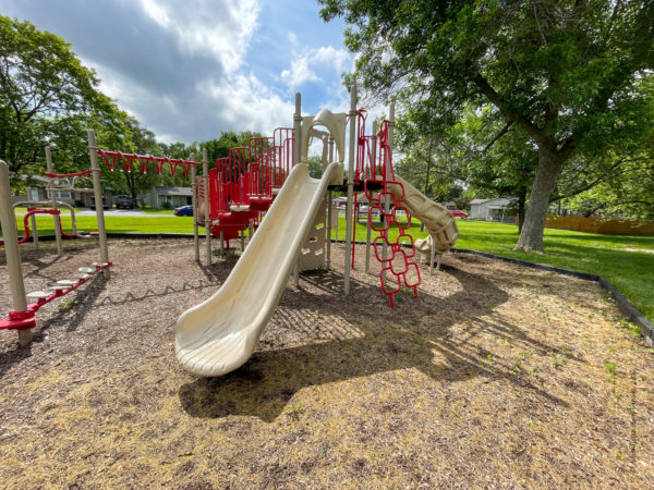straight slide off Meadowbrook playground