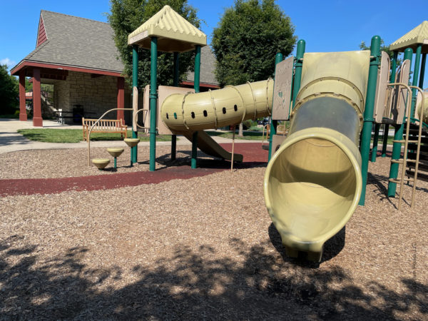 see thru slide on the playground in Leawood park