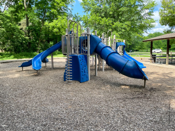 climbing mountain and fireman spiral on playground at park