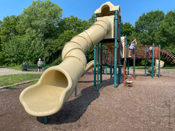 big tunnel slide on playground