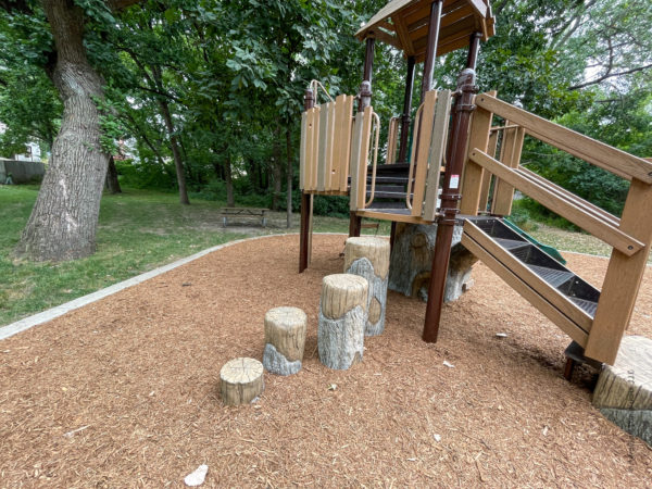 tree stump steps at playground