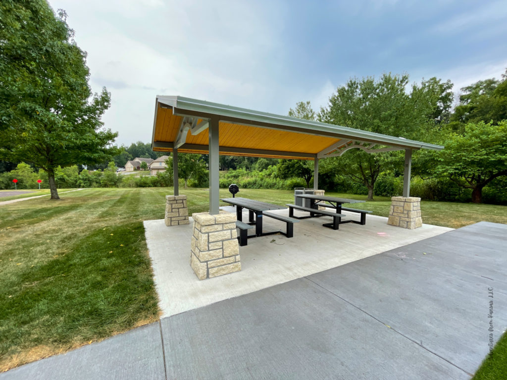 shelter with picnic table at Rosehill east 