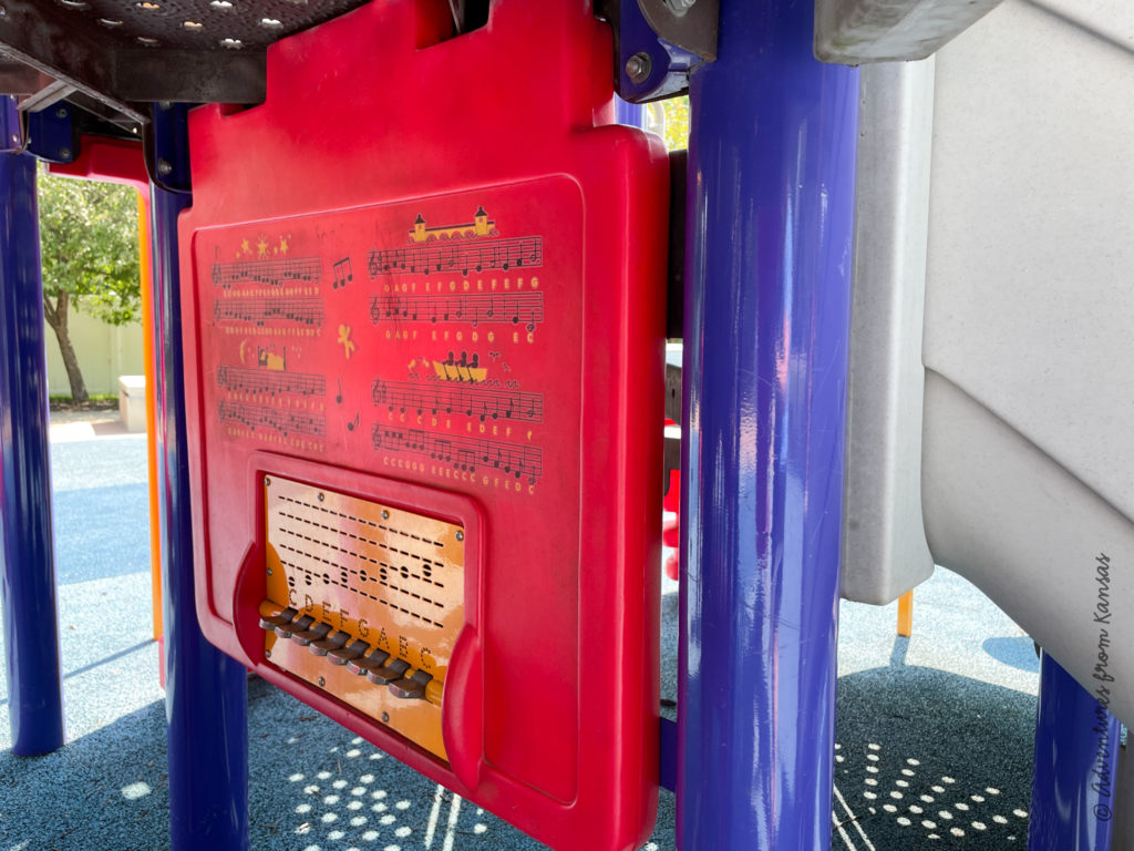 music pannel on playground at water tower