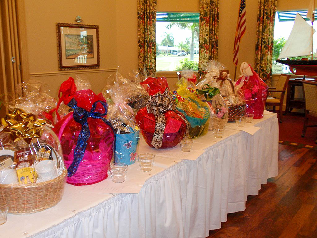 Raffle Baskets sitting on table