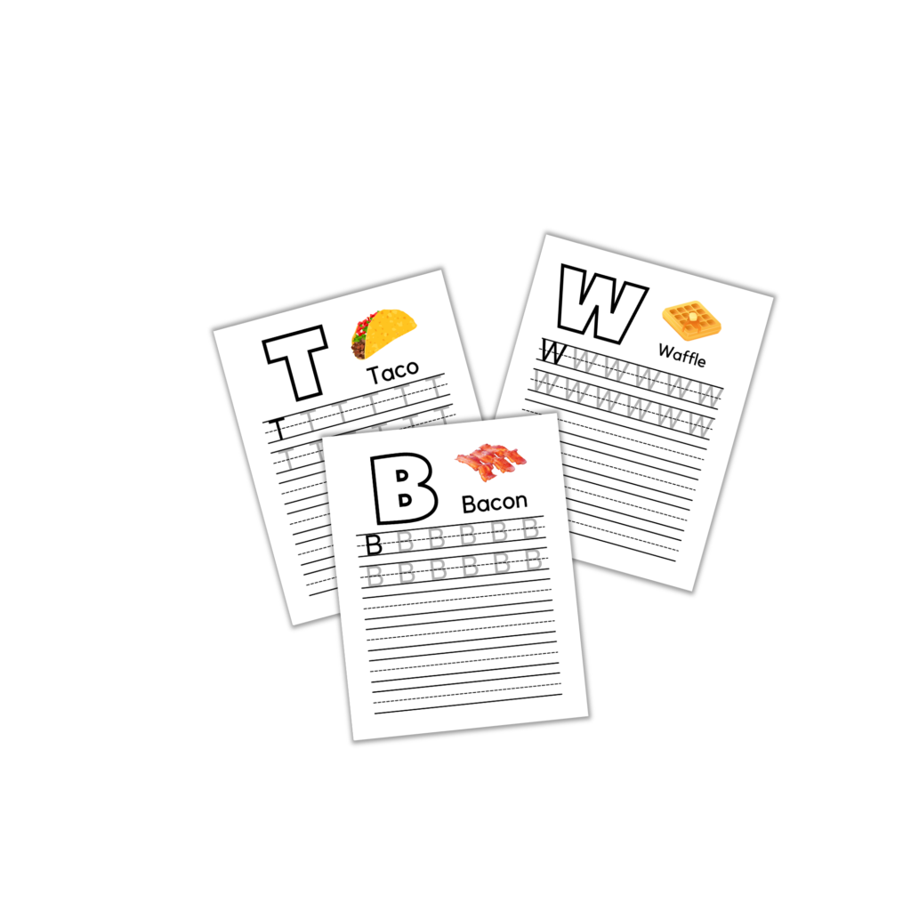 white background with T W B letters shown with Taco, Waffle, and Bacon