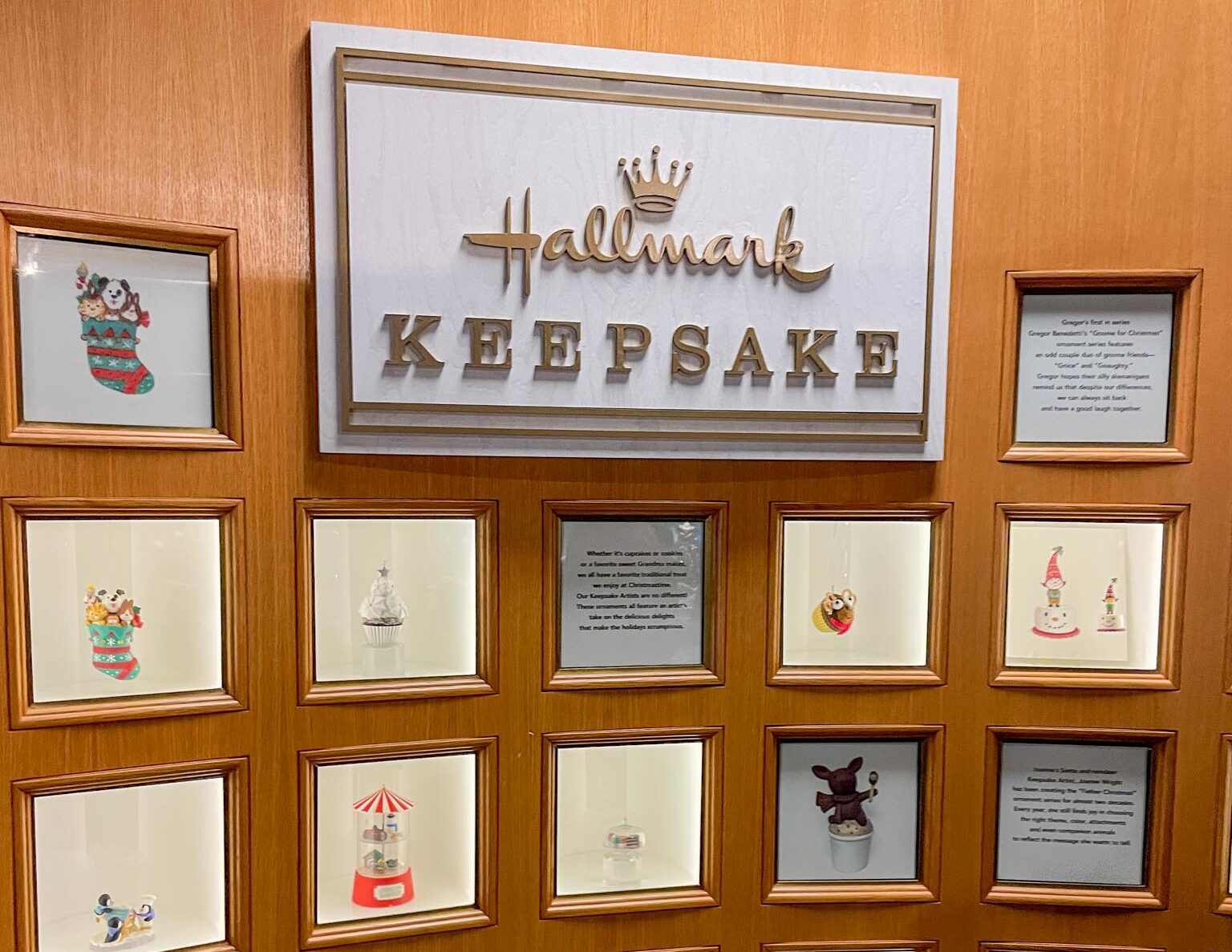 Hallmark Keepsake Sign with ornaments inside little boxes